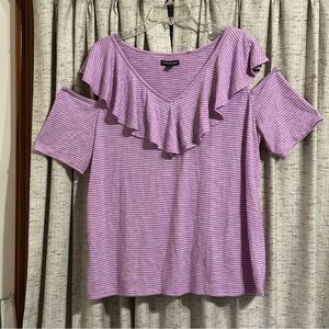 Lane Bryant Cold Shoulder Ruffle Stripe Top - 18/20